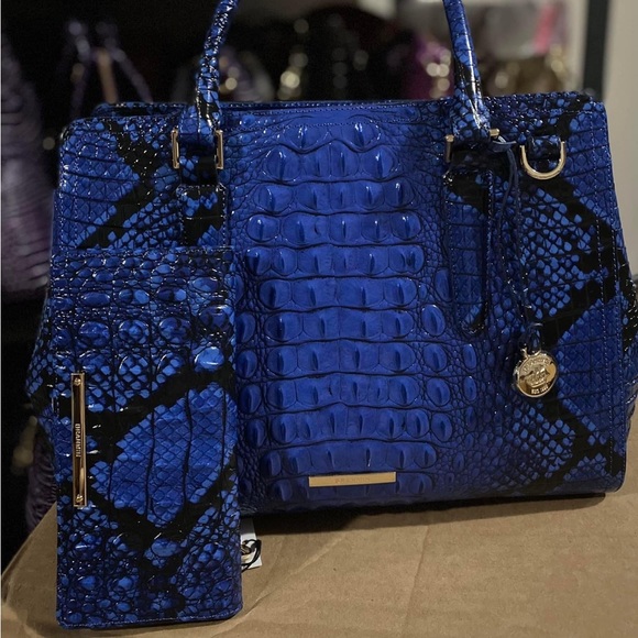 Brahmin Small Finley blue viper and matching Ady wallet